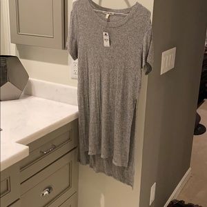 Express side slit t shirt in grey